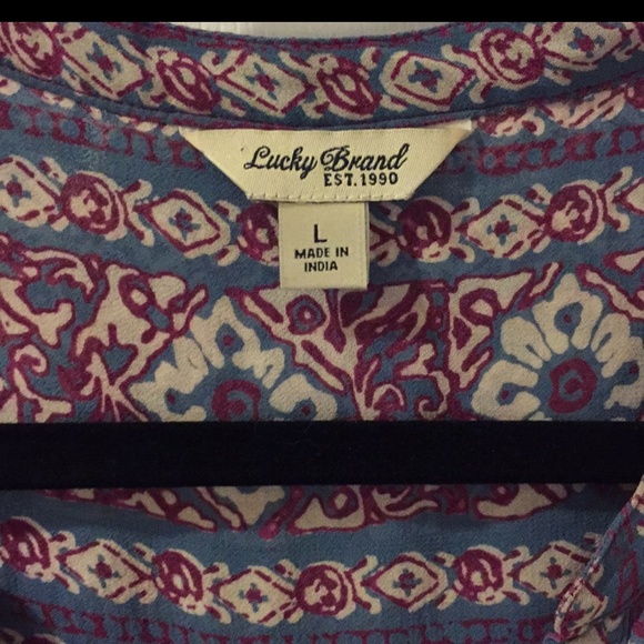Lucky Brand pink floral lightweight blouse size L - Picture 3 of 5